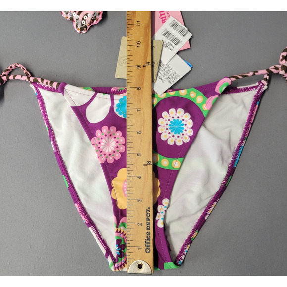 Cia Maritima Cheeky Bikini Bottom Womens M 40 Swim Side Tie Floral Retro New - Picture 6 of 14